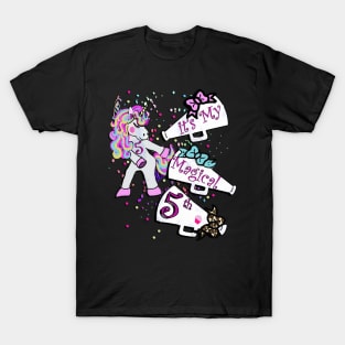 5th Birthday Unicorn Cheerleading Cute Unicorns T-Shirt